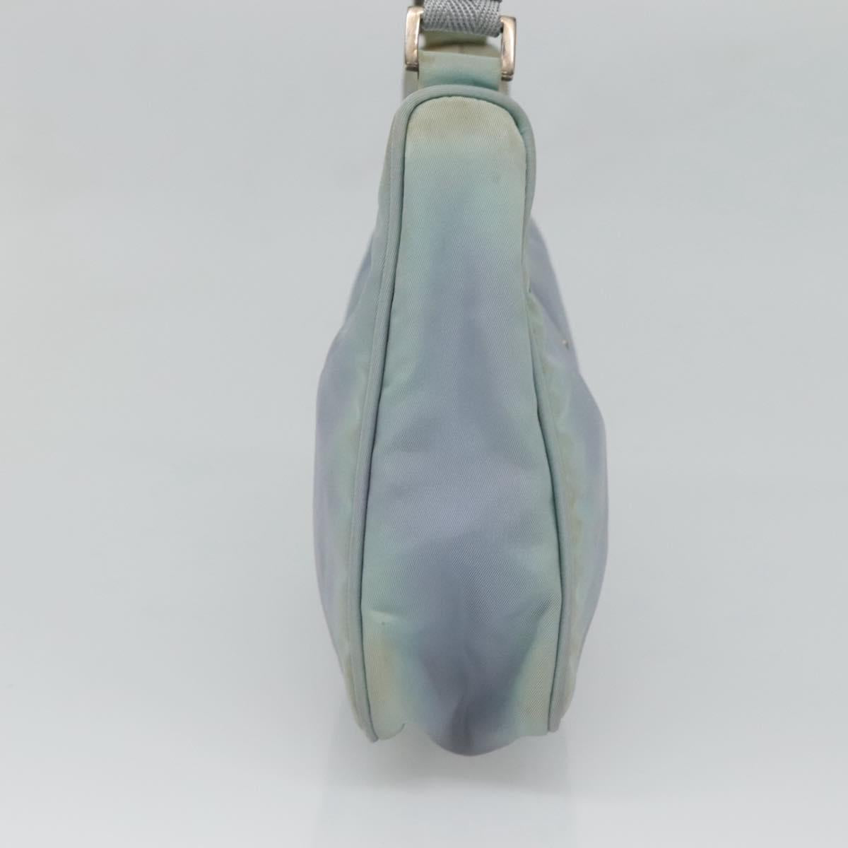 PRADA Hand Bag Nylon Blue Silver Auth 125919