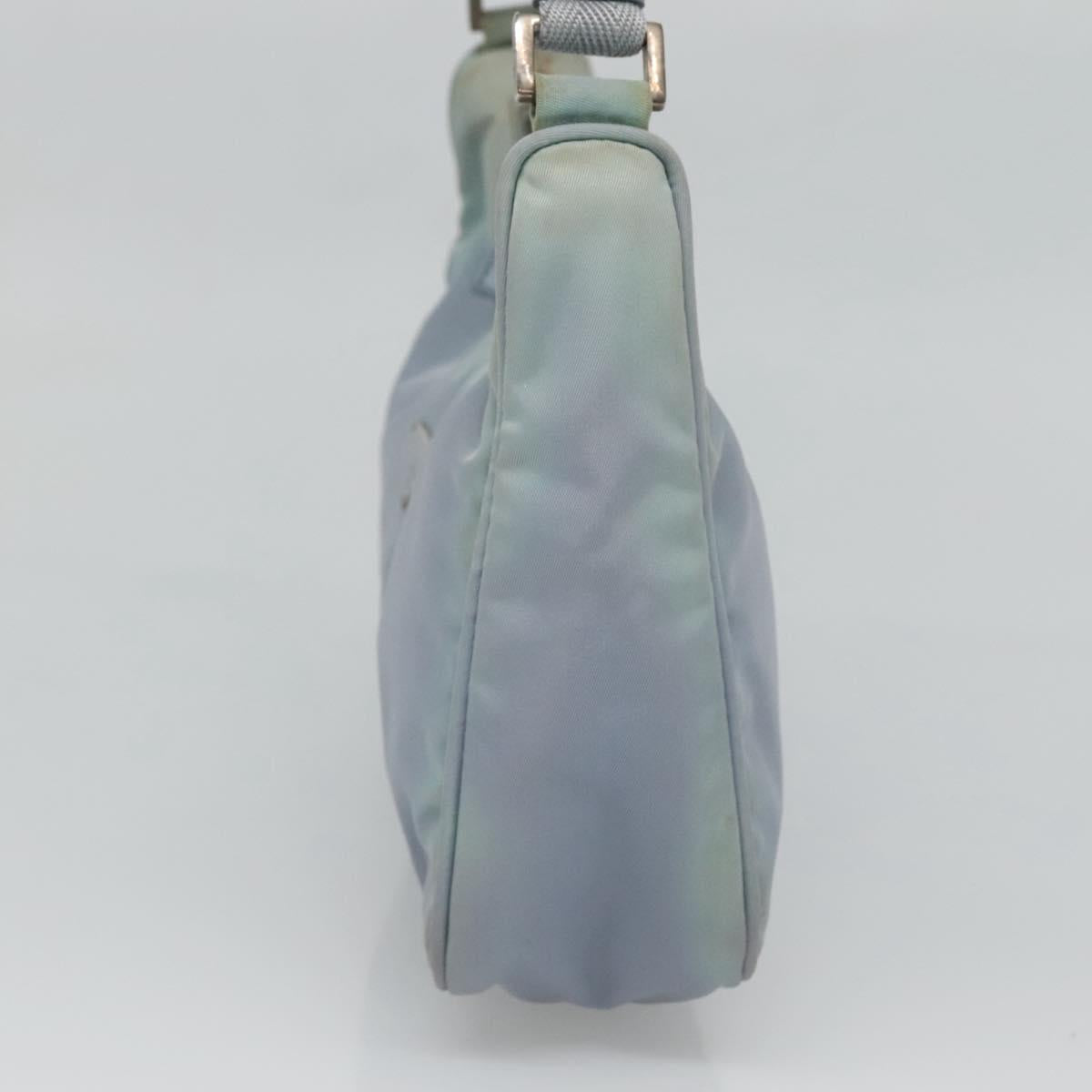 PRADA Hand Bag Nylon Blue Silver Auth 125919