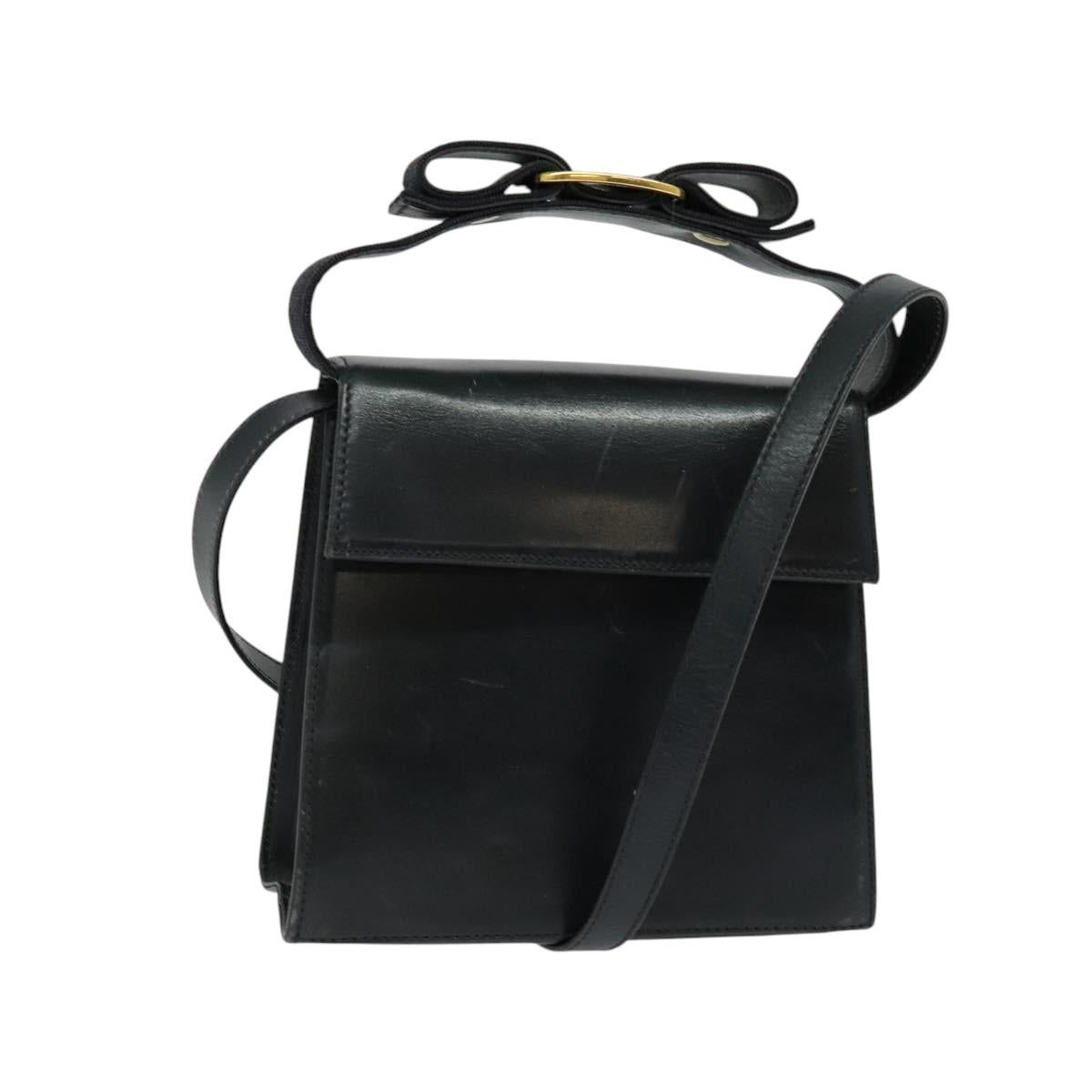 Salvatore Ferragamo Hand Bag Leather 2way Navy Gold Auth 125933