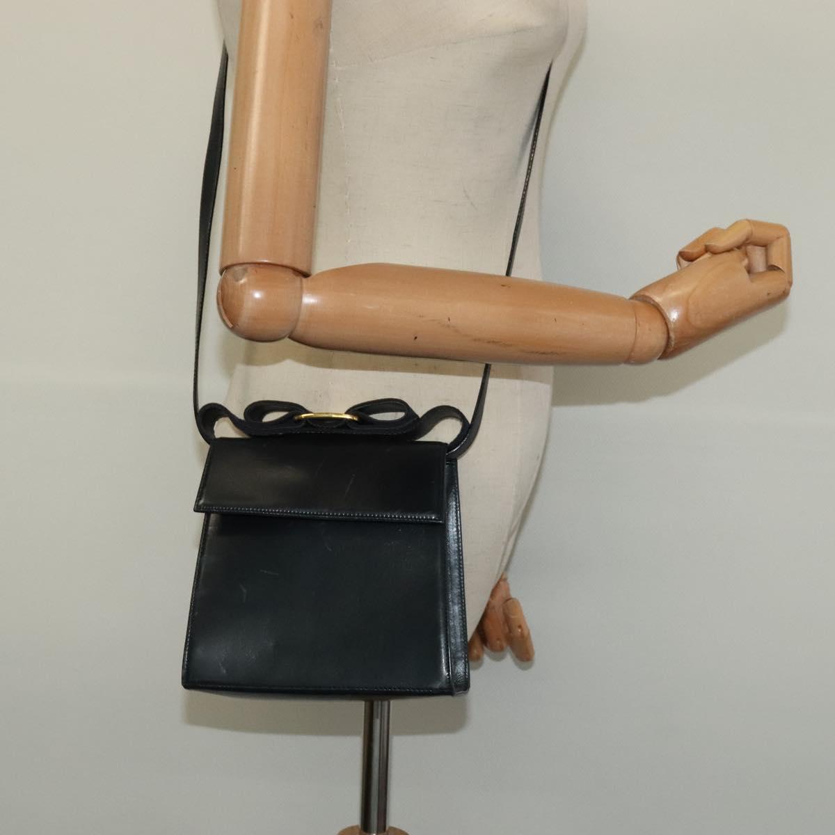 Salvatore Ferragamo Hand Bag Leather 2way Navy Gold Auth 125933