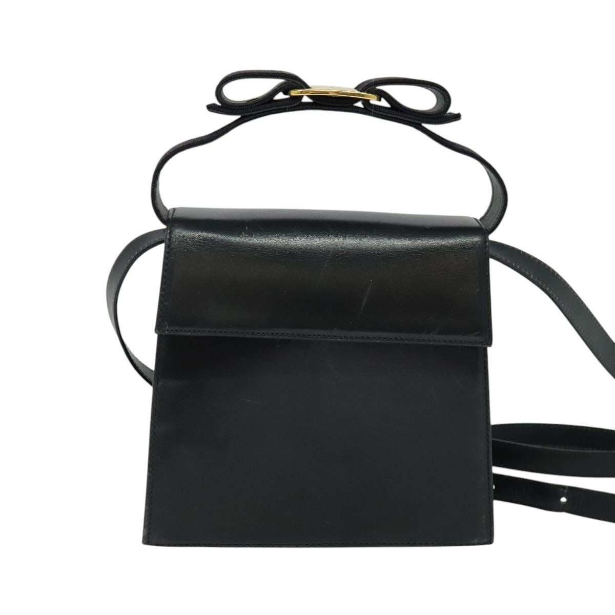 Salvatore Ferragamo Hand Bag Leather 2way Navy Gold Auth 125933