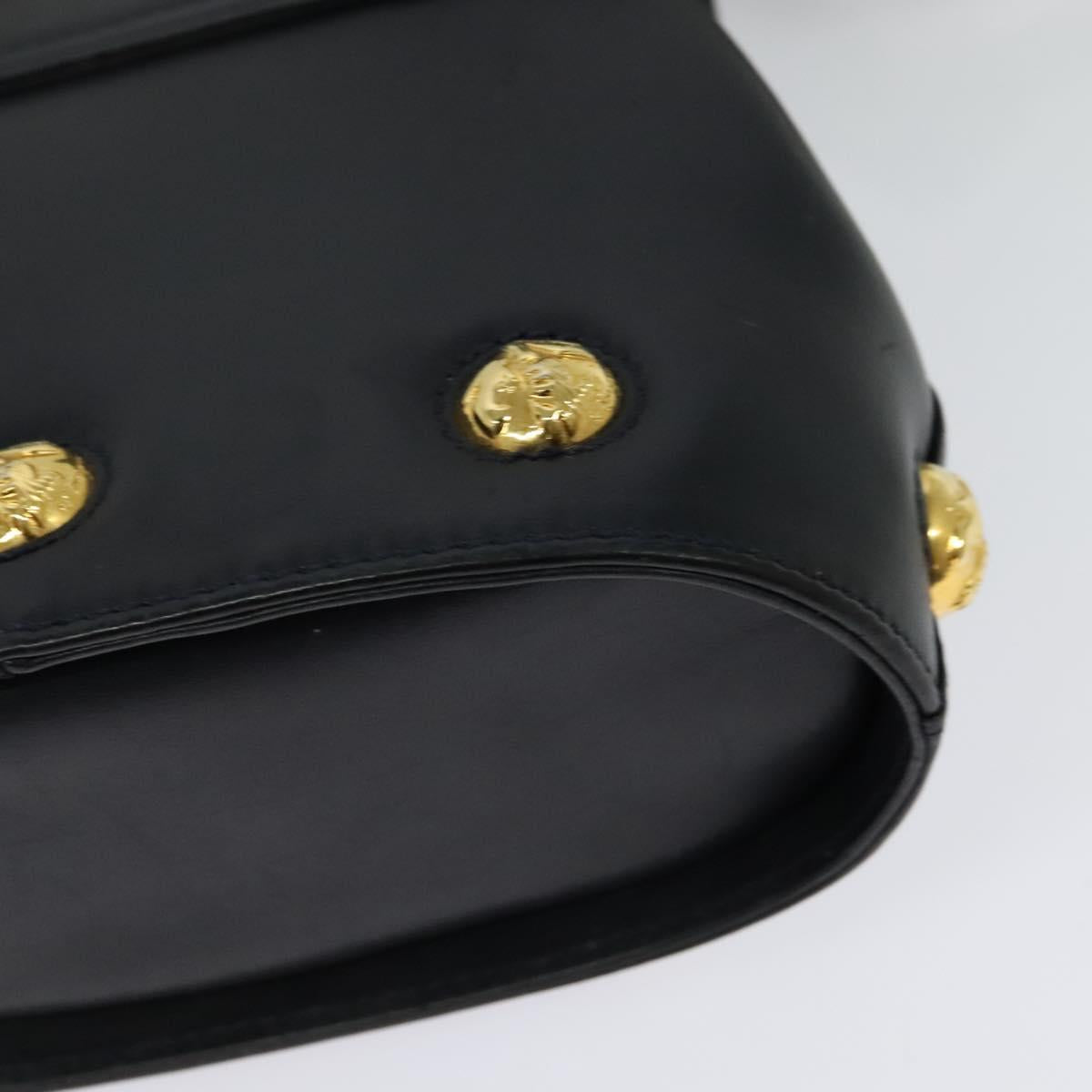 Salvatore Ferragamo Shoulder Bag Leather Navy Gold Auth 125934