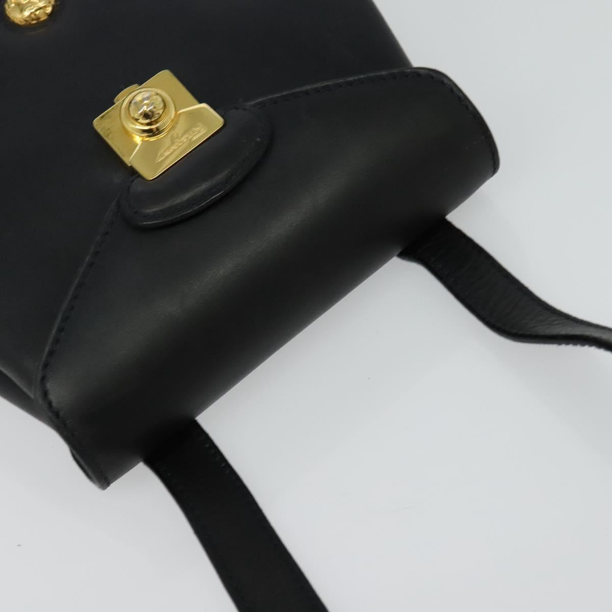 Salvatore Ferragamo Shoulder Bag Leather Navy Gold Auth 125934