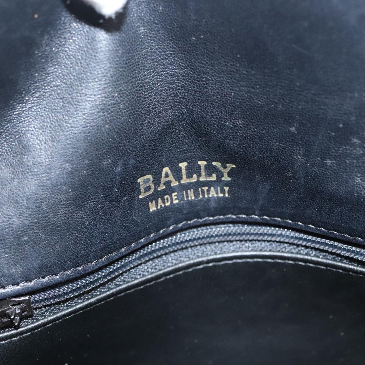 BALLY Chain Shoulder Bag Leather Black Gold Auth 125935