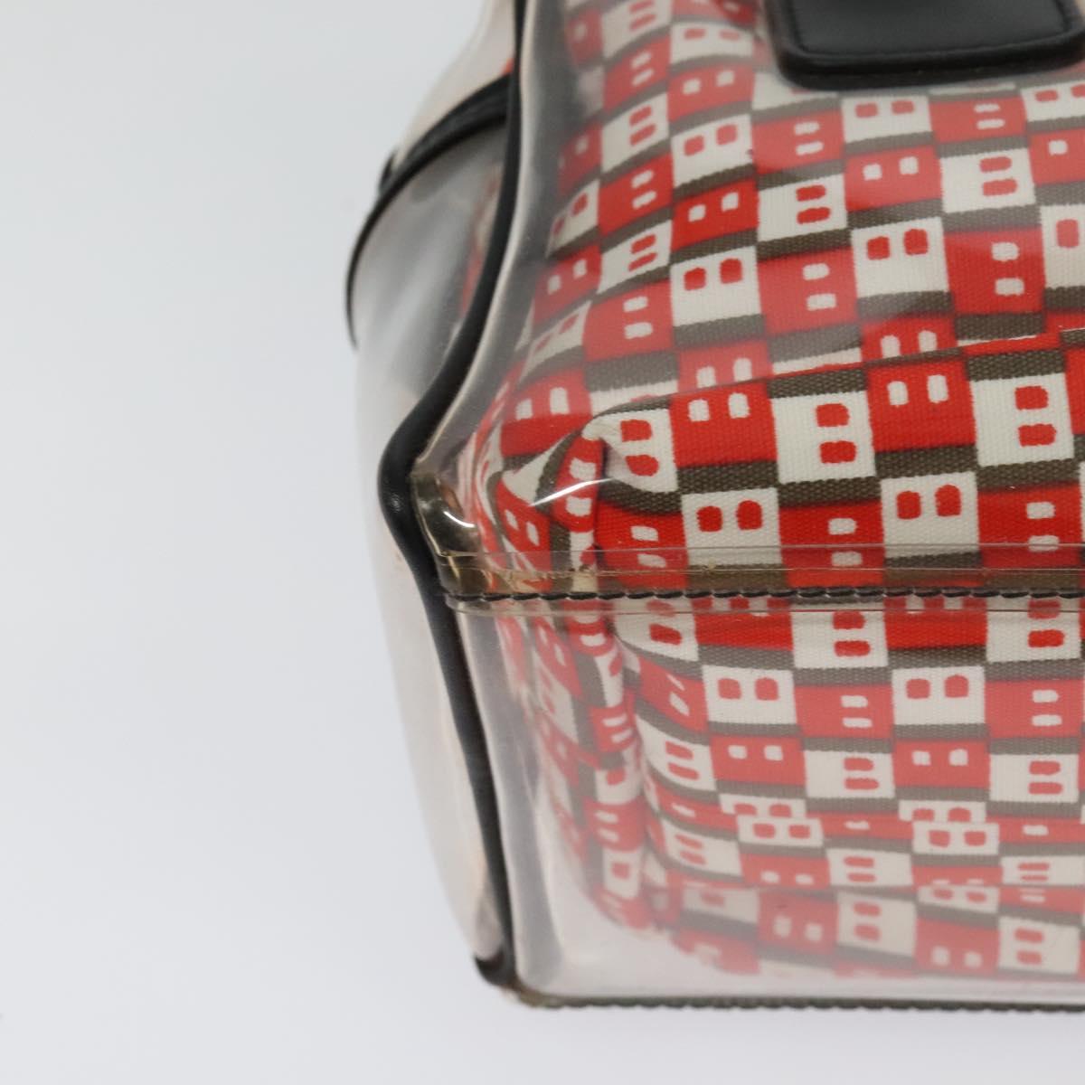 BALLY Hand Bag Vinyl Clear Silver Auth 125936