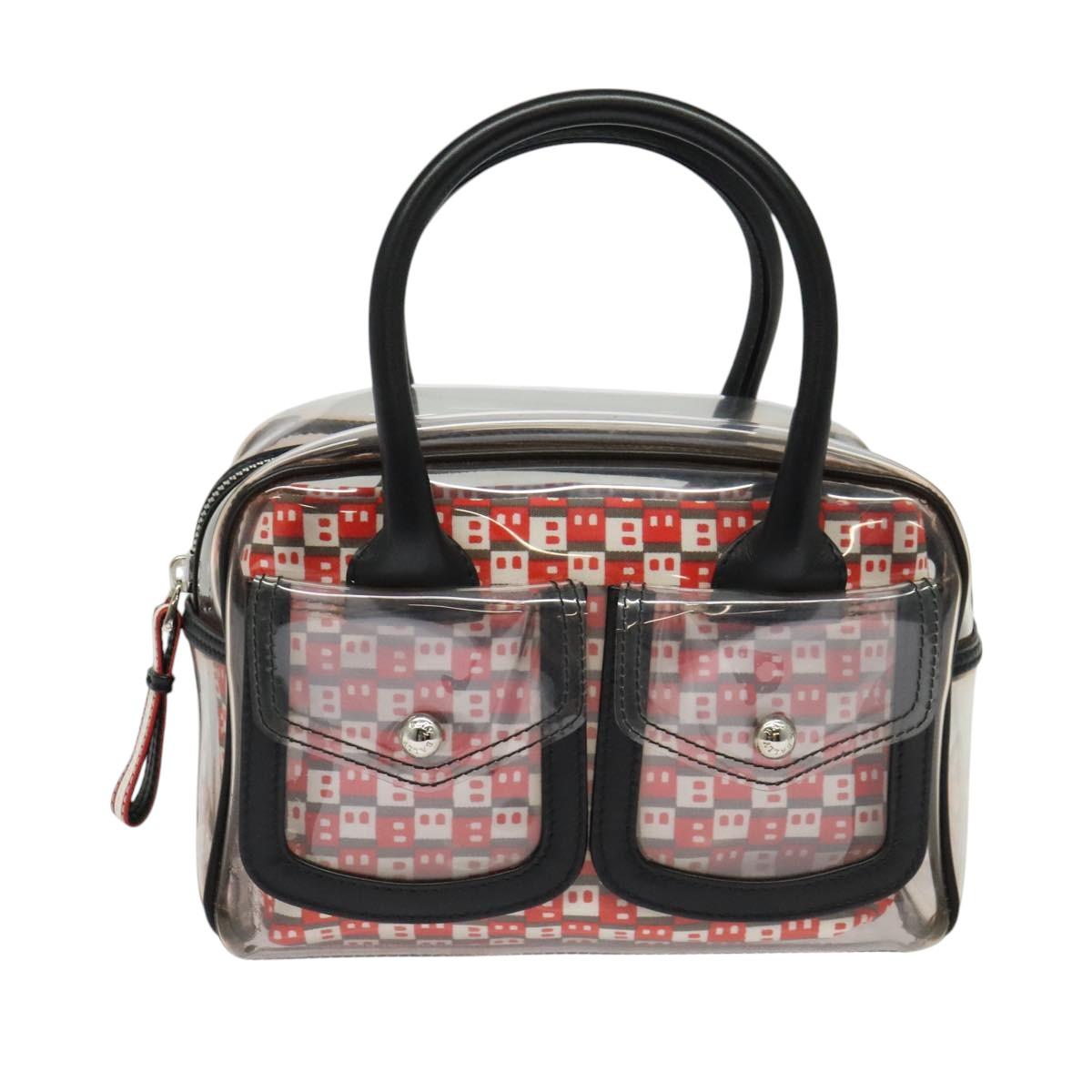 BALLY Hand Bag Vinyl Clear Silver Auth 125936