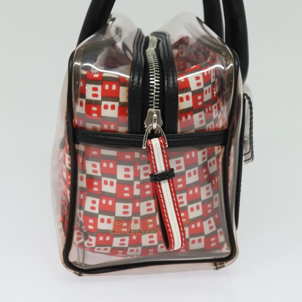 BALLY Hand Bag Vinyl Clear Silver Auth 125936