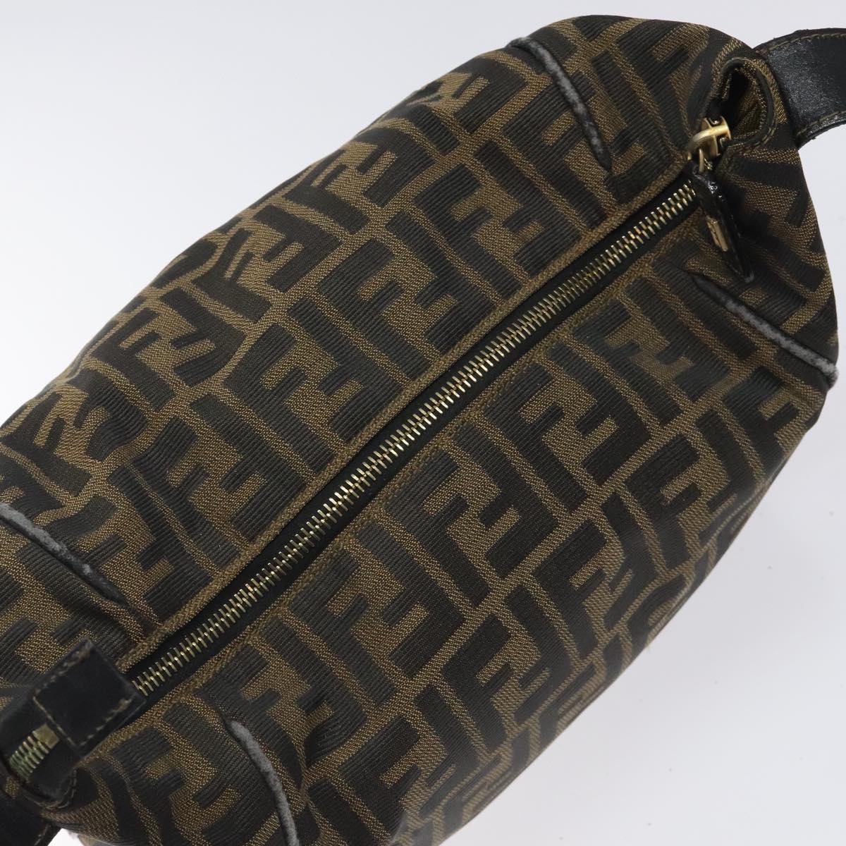 FENDI Zucca Canvas Vanity Pouch Black Brown Auth 125937