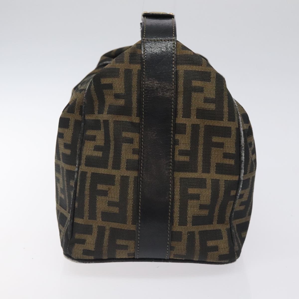 FENDI Zucca Canvas Vanity Pouch Black Brown Auth 125937
