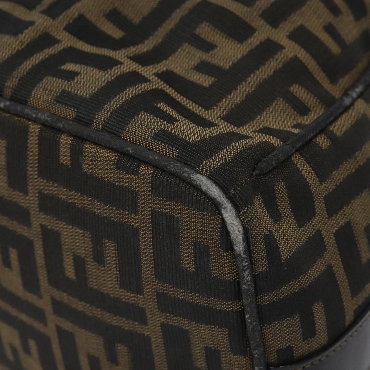 FENDI Zucca Canvas Vanity Pouch Black Brown Auth 125937