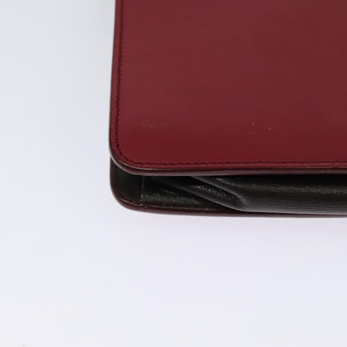 FENDI Chain Shoulder Bag Leather Red Gold Auth 125939