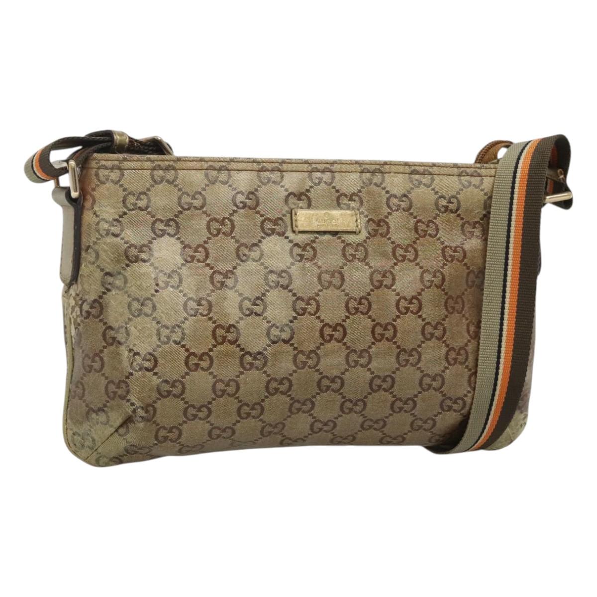 GUCCI GG Crystal Shoulder Bag Brown Gold 189749 Auth 125954