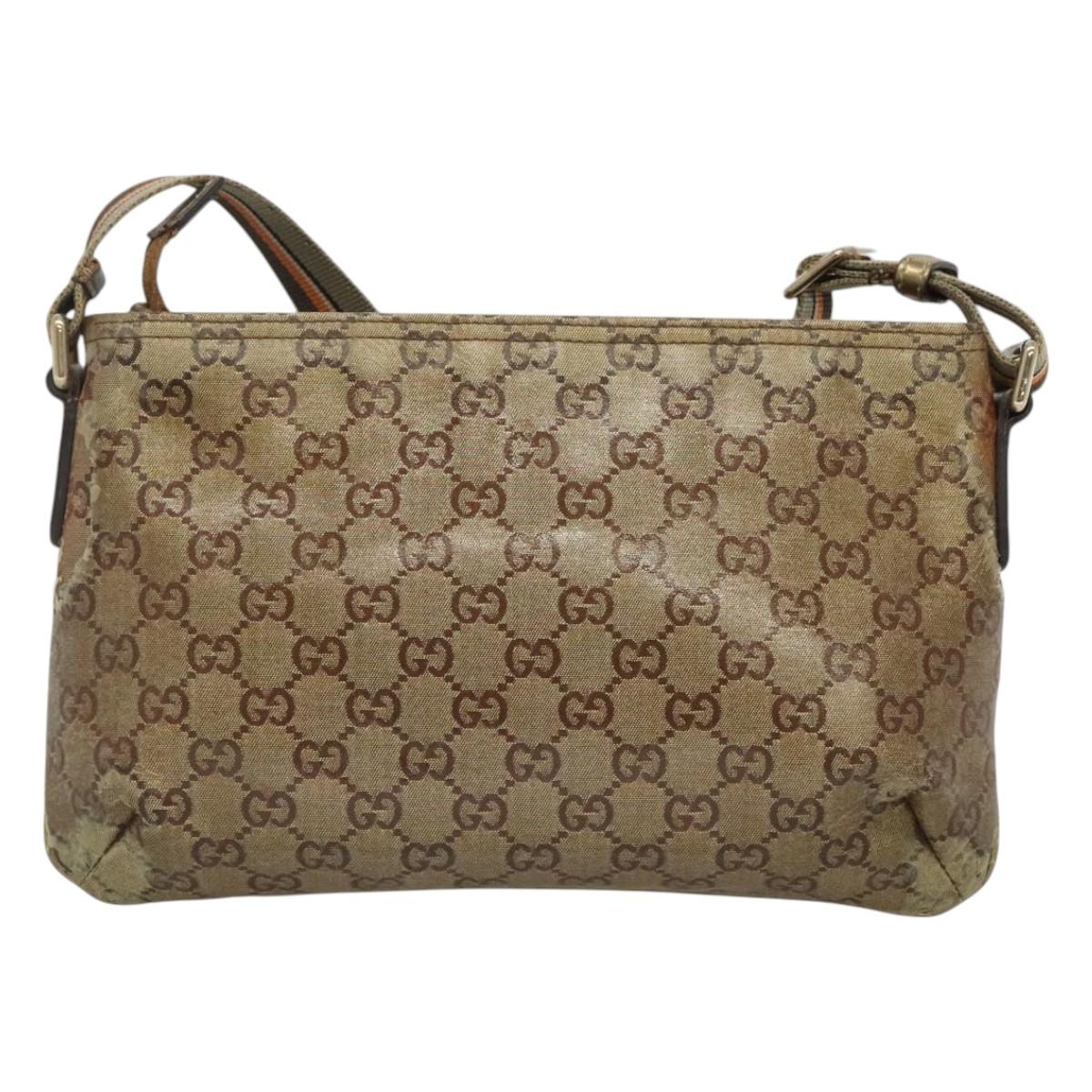GUCCI GG Crystal Shoulder Bag Brown Gold 189749 Auth 125954
