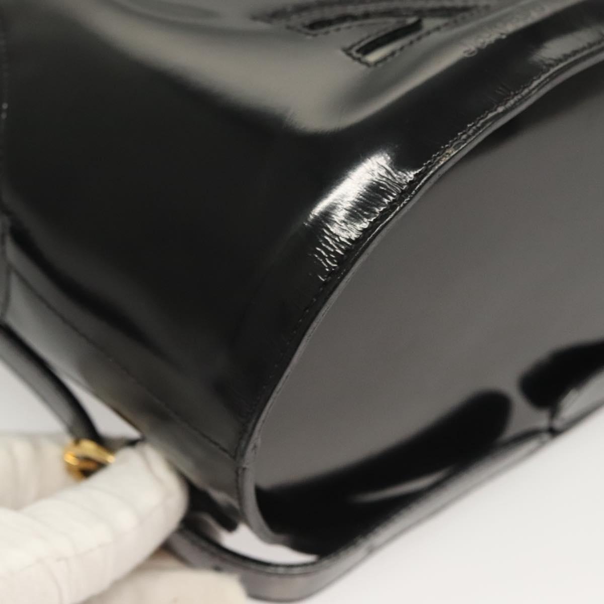 Salvatore Ferragamo Gancini Backpack Enamel Black Gold Auth 125955