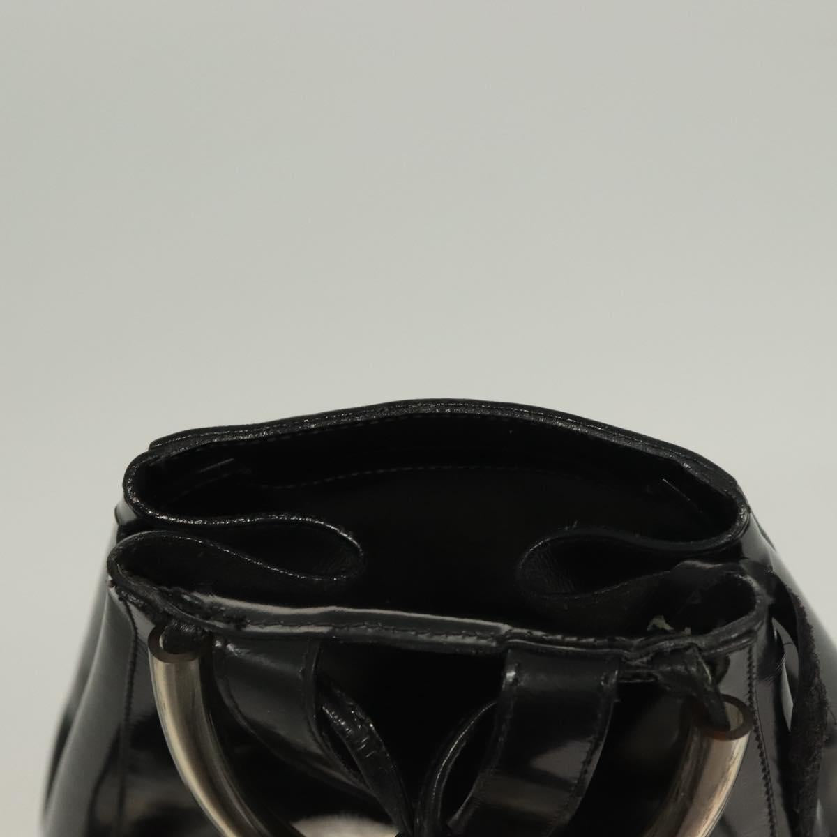 Salvatore Ferragamo Gancini Backpack Enamel Black Gold Auth 125955