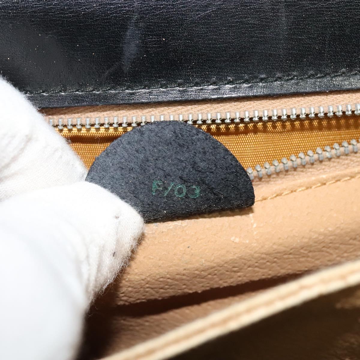 CELINE Hand Bag Leather Black Gold Auth 125958
