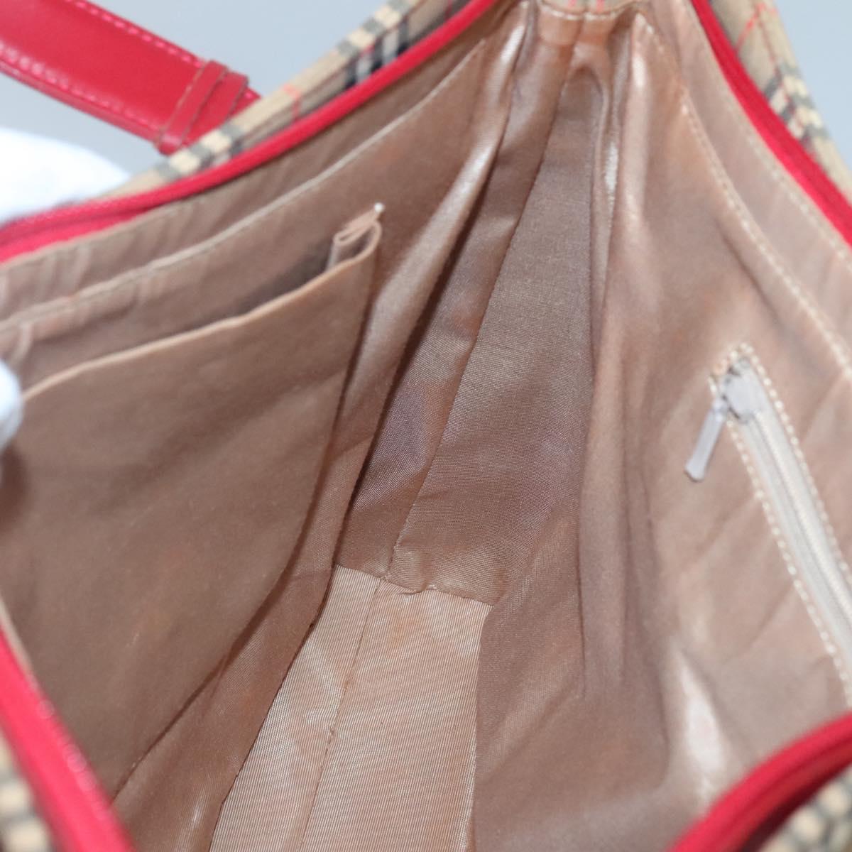 BURBERRY Nova Check Tote Bag Canvas Beige Gold Auth 125962