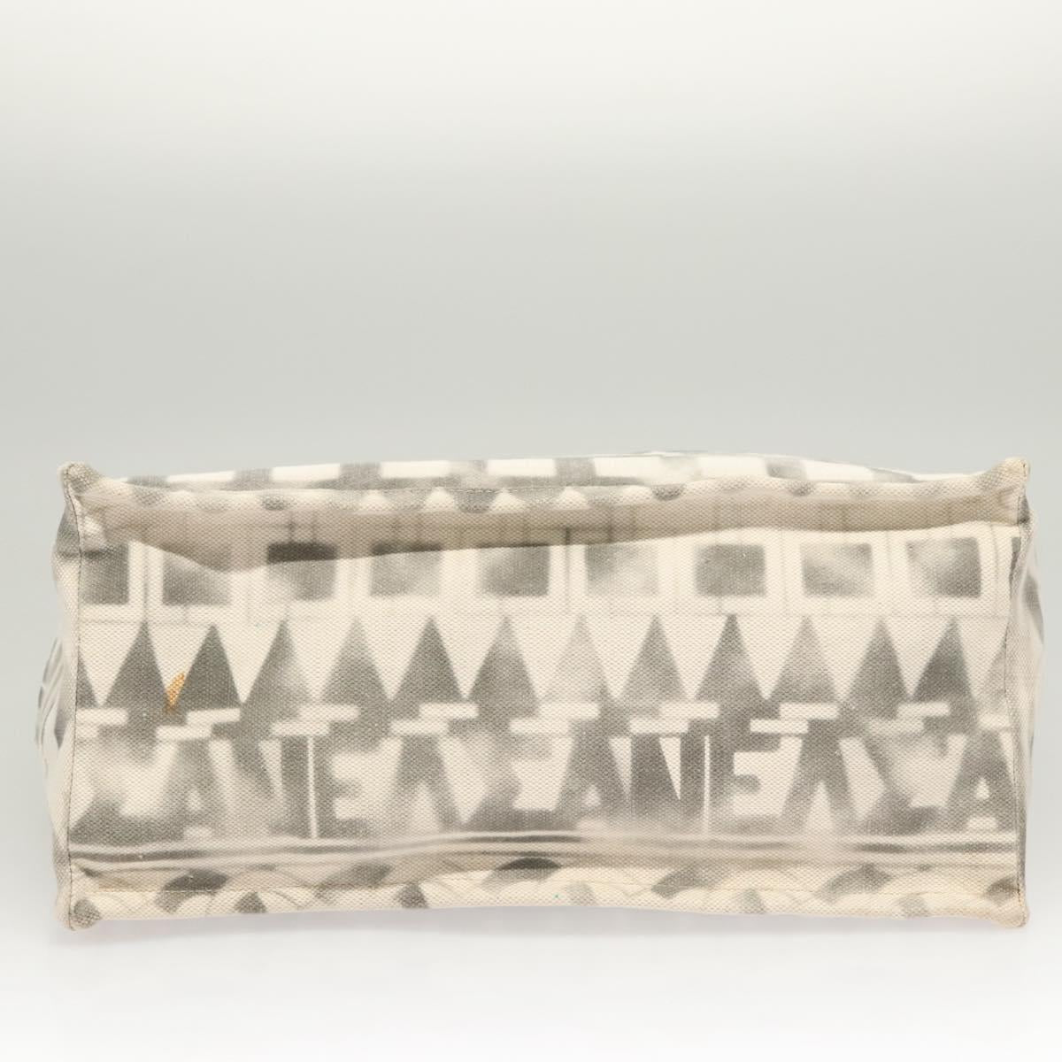 CHANEL Chain Tote Bag Canvas 2way Gray CC Auth 125976