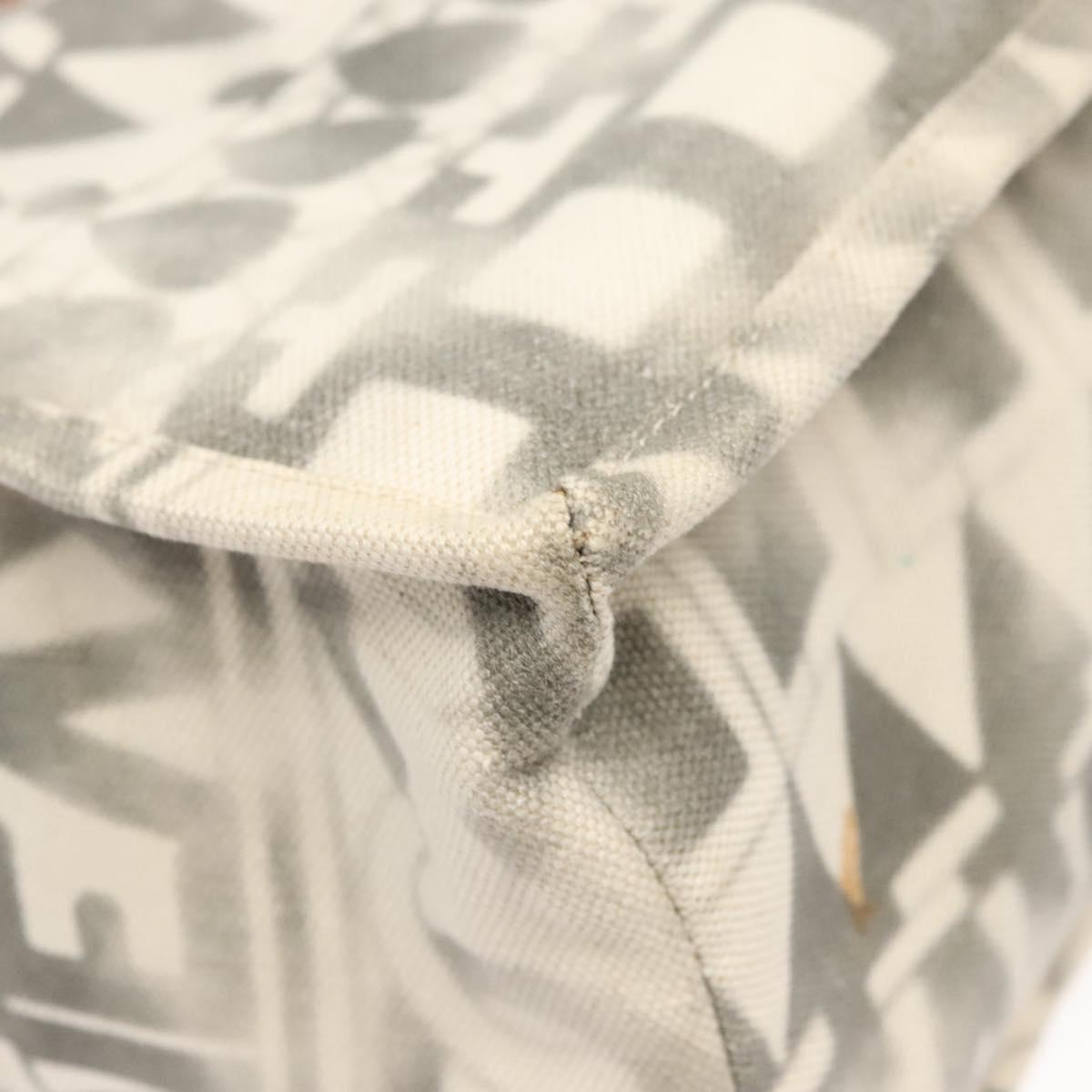 CHANEL Chain Tote Bag Canvas 2way Gray CC Auth 125976