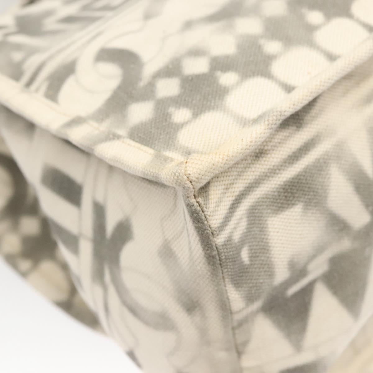 CHANEL Chain Tote Bag Canvas 2way Gray CC Auth 125976