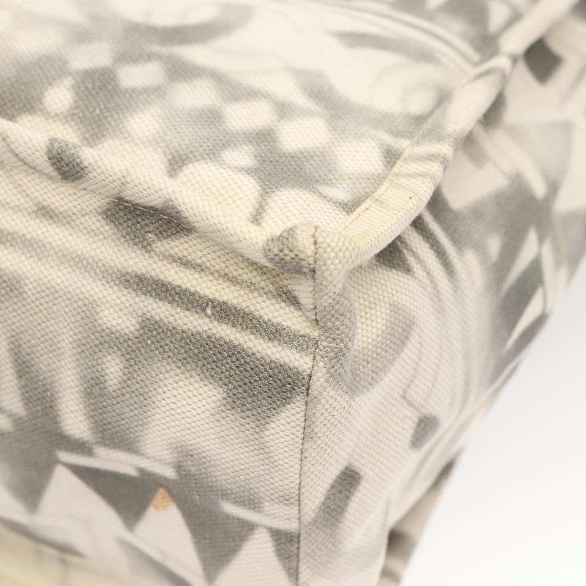 CHANEL Chain Tote Bag Canvas 2way Gray CC Auth 125976