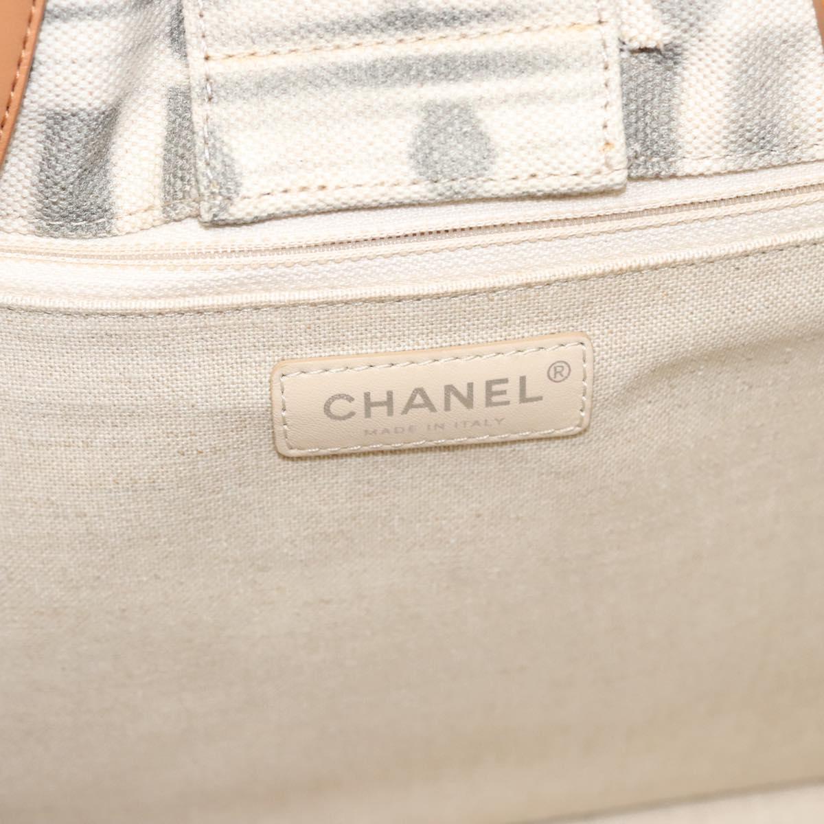 CHANEL Chain Tote Bag Canvas 2way Gray CC Auth 125976