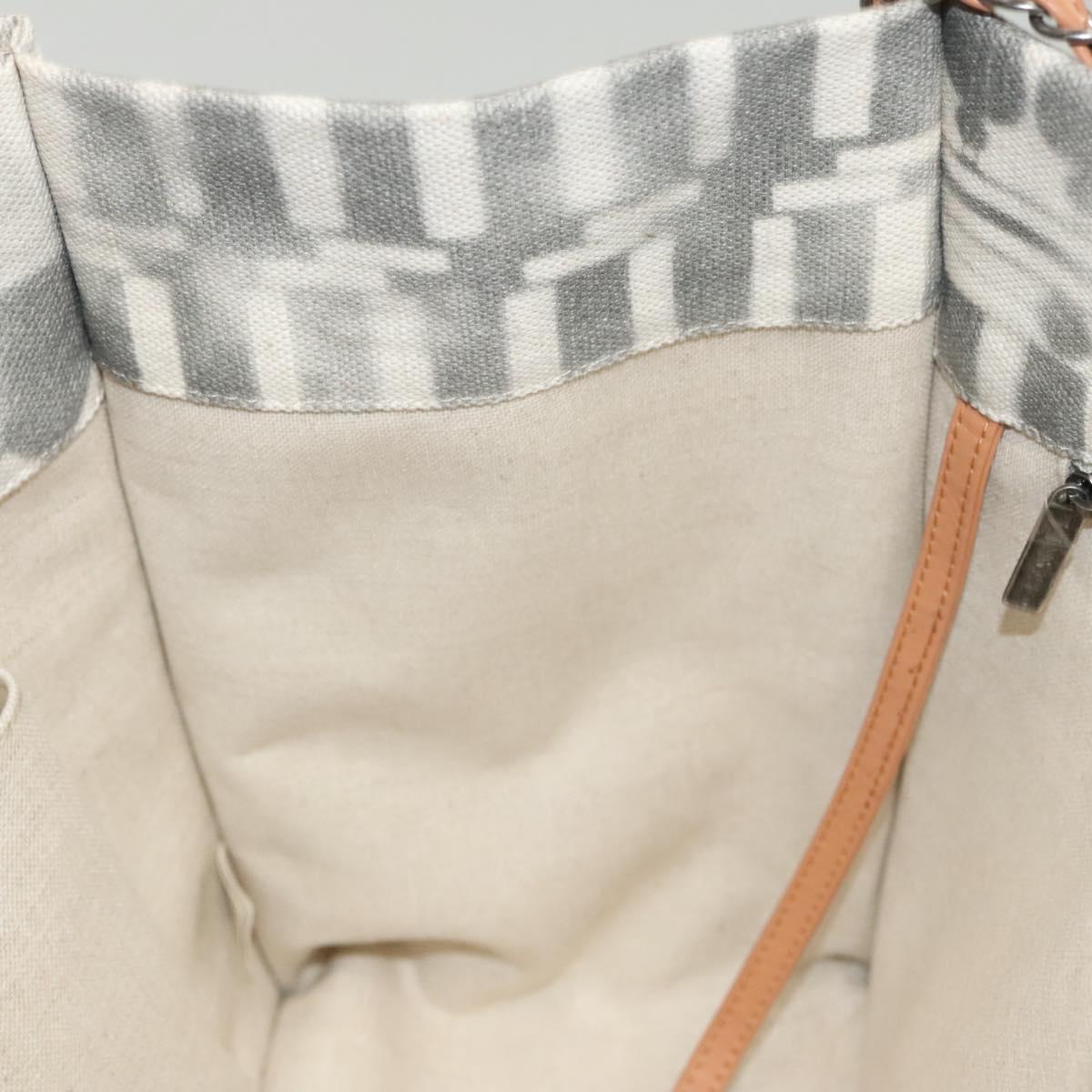 CHANEL Chain Tote Bag Canvas 2way Gray CC Auth 125976