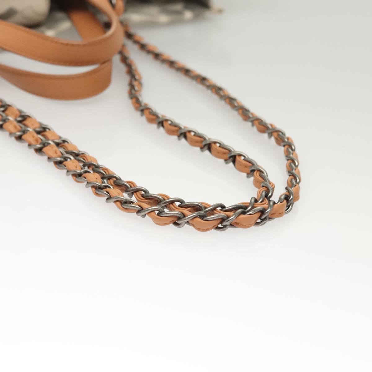 CHANEL Chain Tote Bag Canvas 2way Gray CC Auth 125976