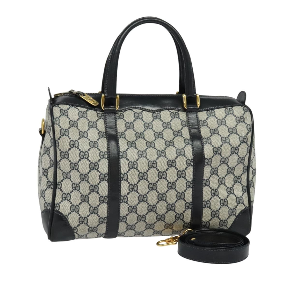 GUCCI GG Supreme Hand Bag PVC 2way Navy Gold Auth 125980
