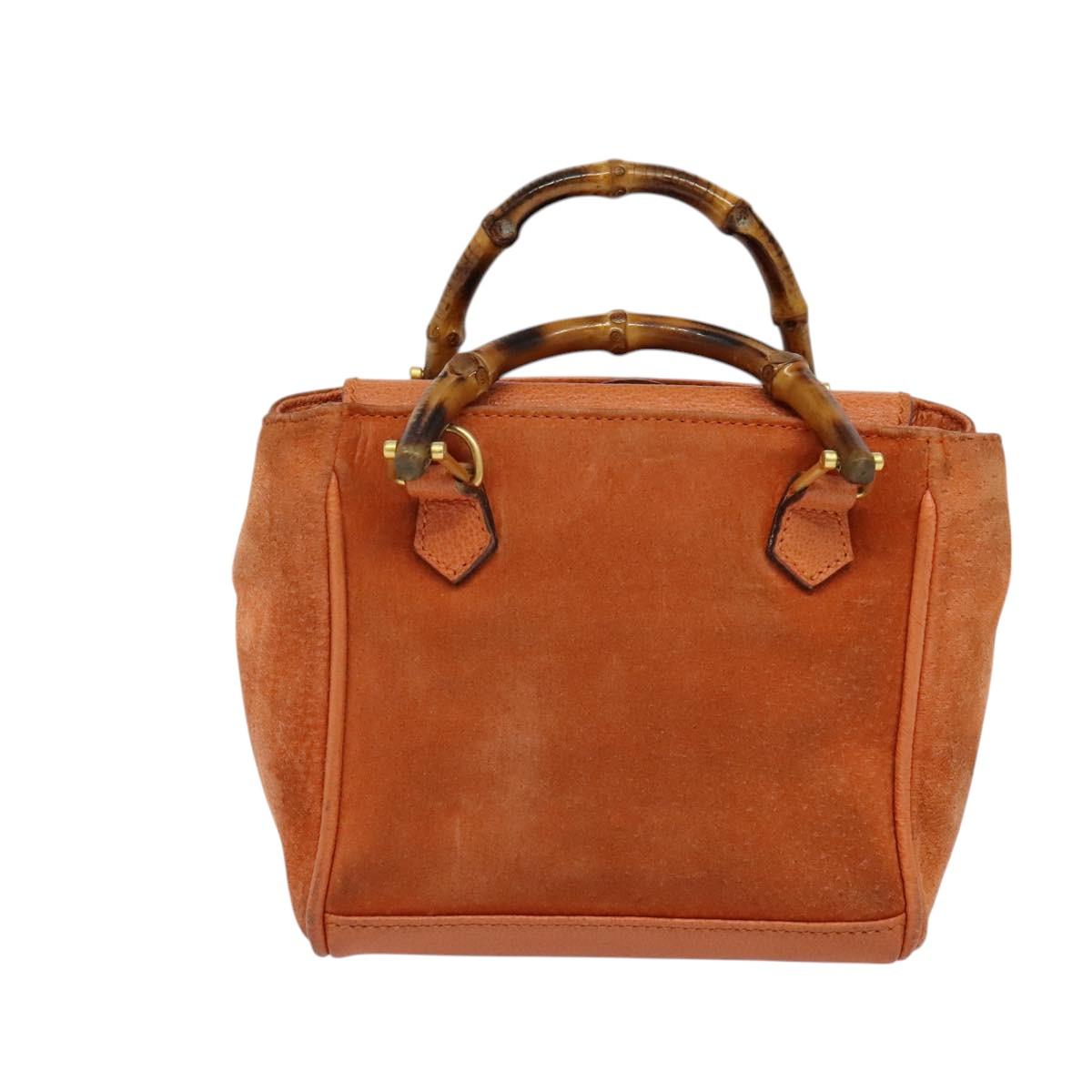GUCCI Bamboo Hand Bag Suede 2way Orange Gold 007 2214 0238 Auth 125982