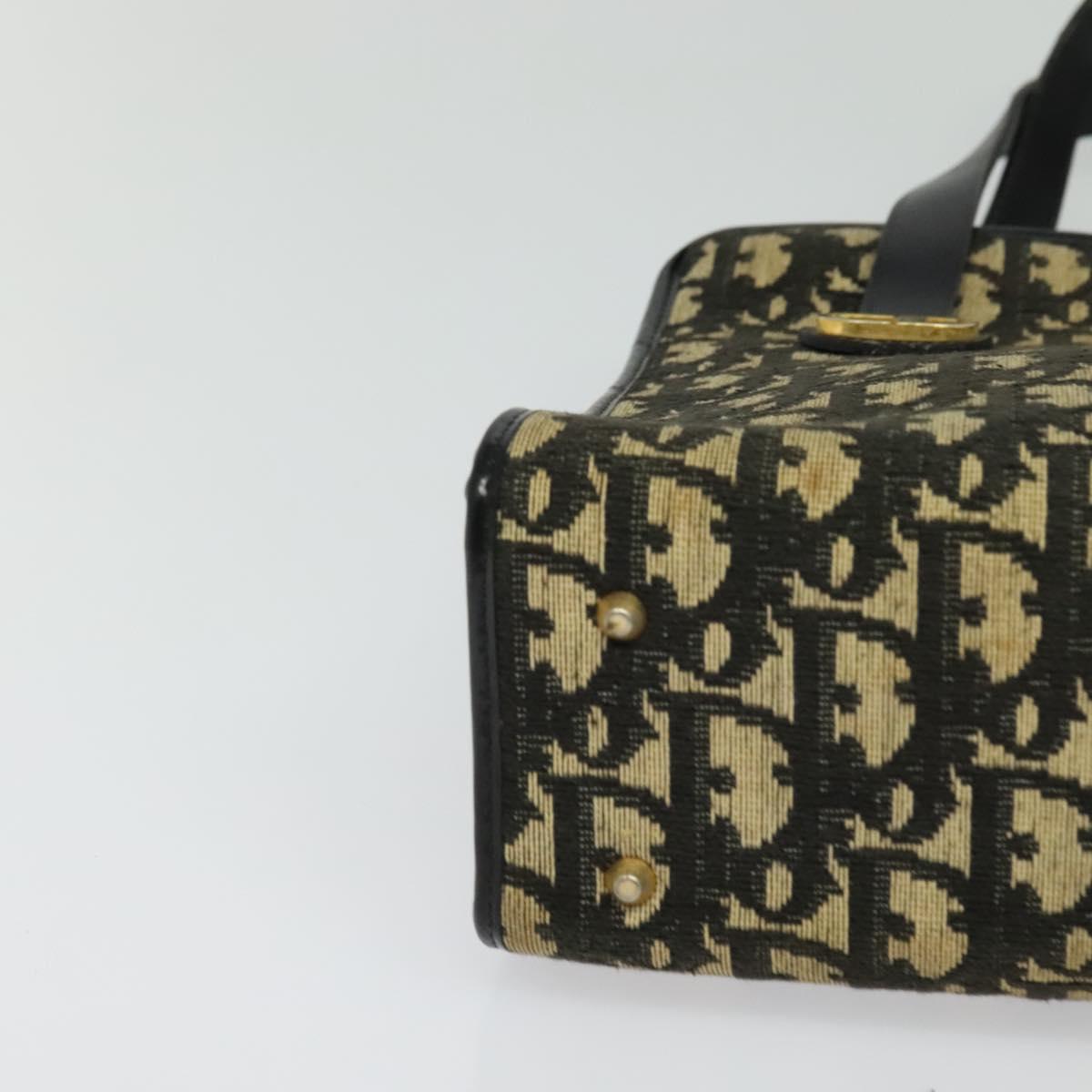 Christian Dior Trotter Canvas Shoulder Bag Black Gold Auth 125986