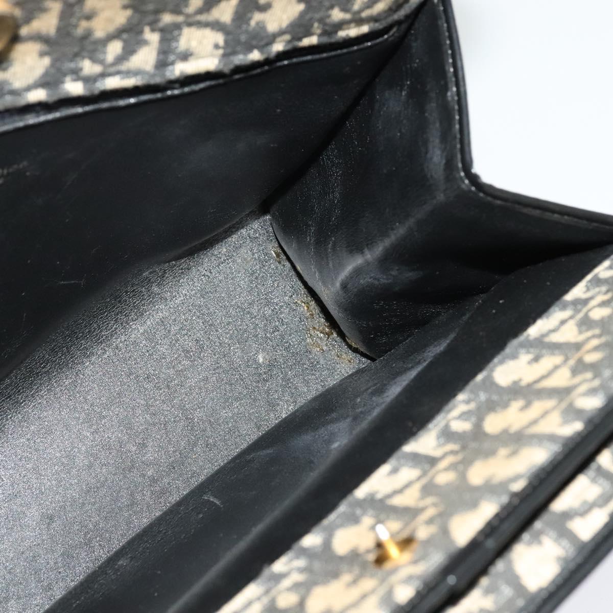Christian Dior Trotter Canvas Shoulder Bag Black Gold Auth 125986
