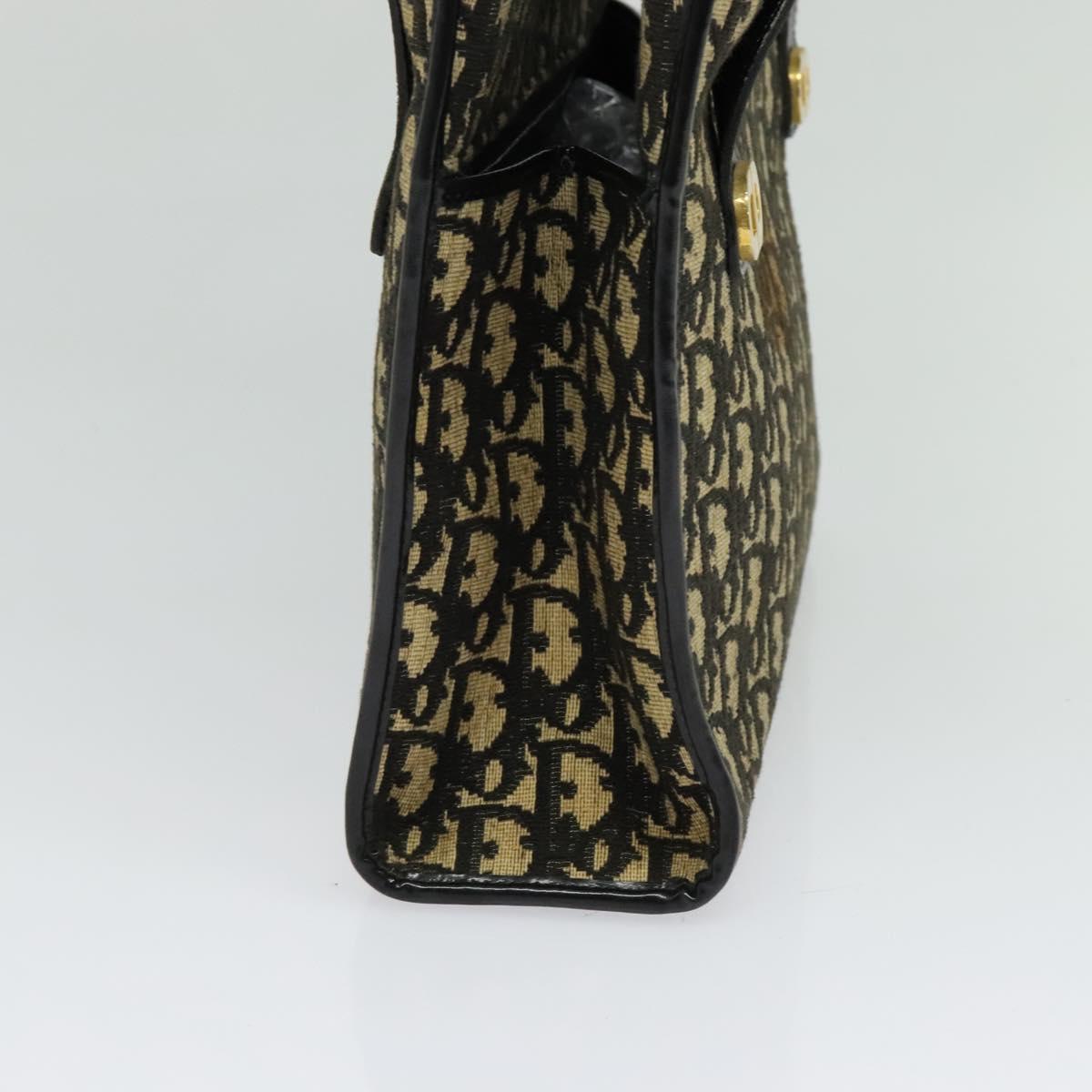 Christian Dior Trotter Canvas Shoulder Bag Black Gold Auth 125986