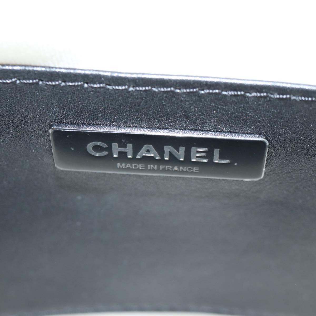 CHANEL Star Chain Shoulder Bag Satin White Gold CC Auth 125991SM