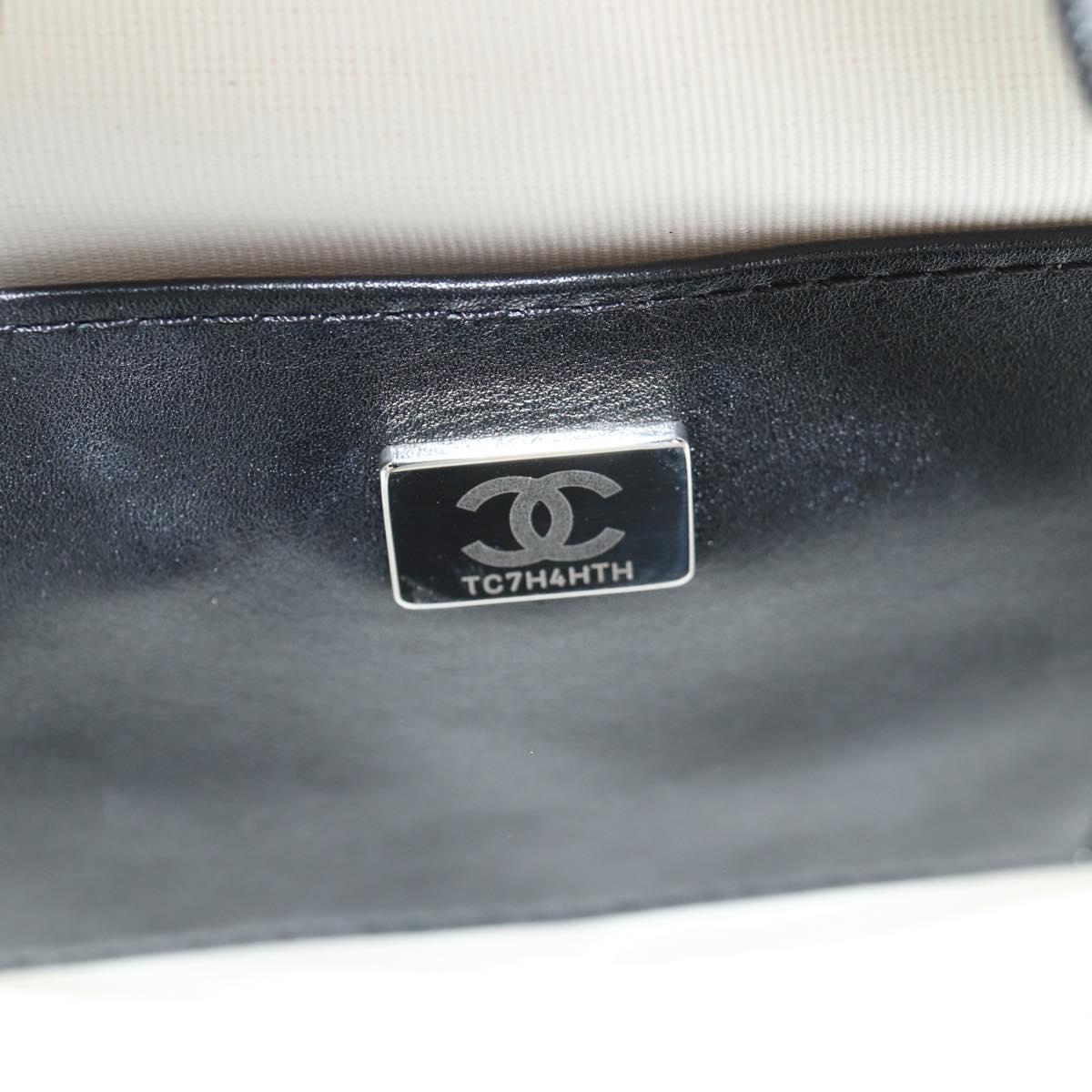 CHANEL Star Chain Shoulder Bag Satin White Gold CC Auth 125991SM