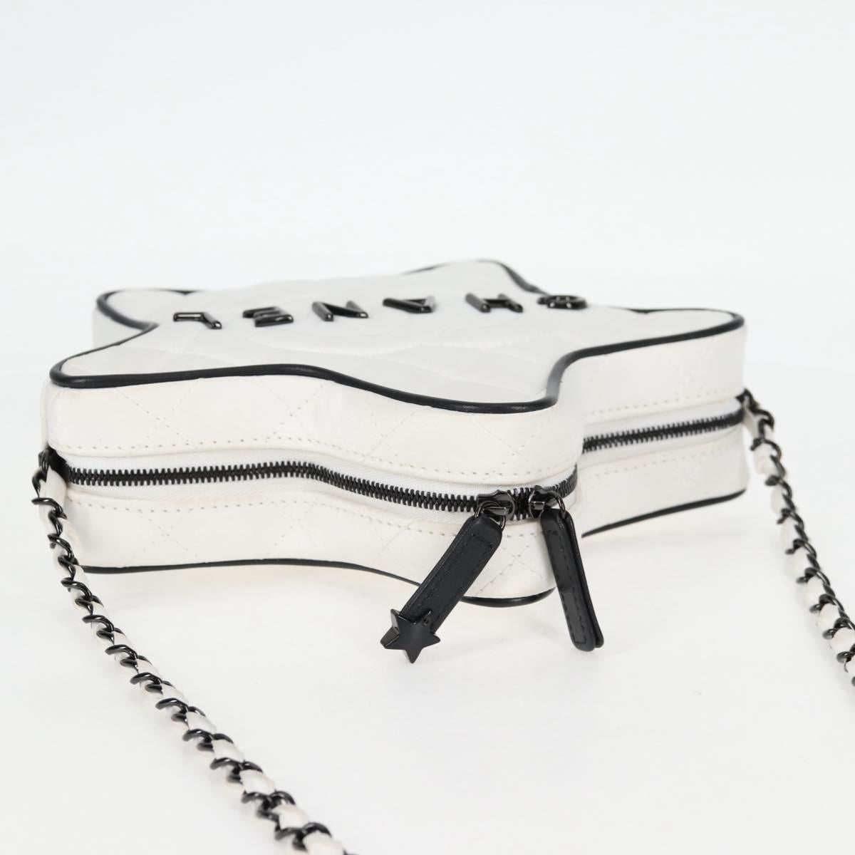 CHANEL Star Chain Shoulder Bag Satin White Gold CC Auth 125991SM