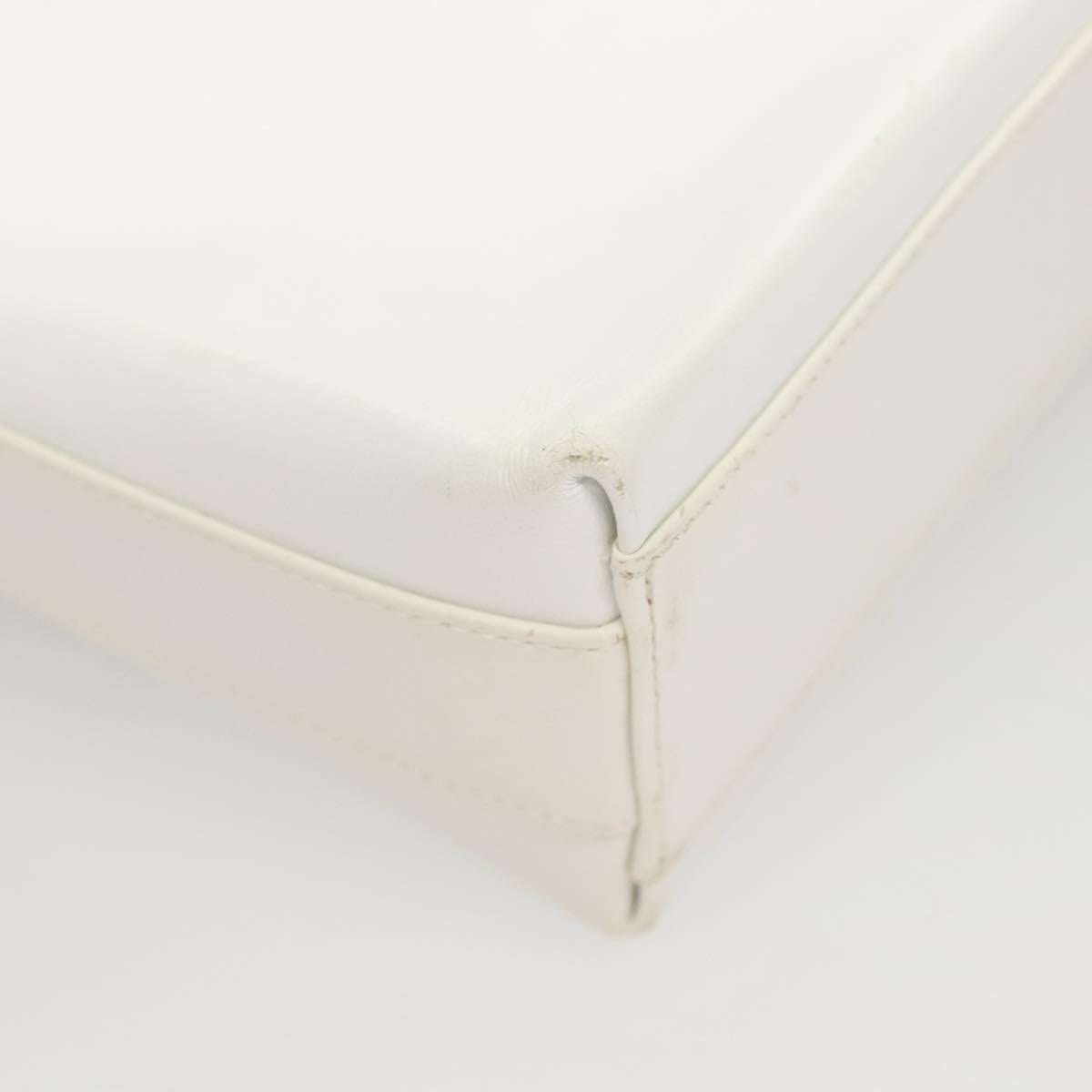 Salvatore Ferragamo Shoulder Bag Leather White Silver Auth 125994