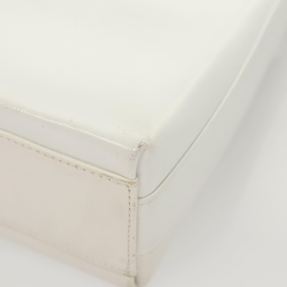 Salvatore Ferragamo Shoulder Bag Leather White Silver Auth 125994