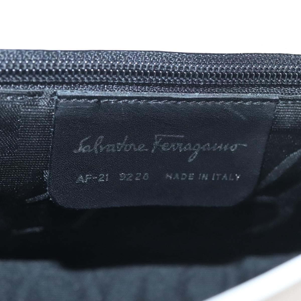Salvatore Ferragamo Shoulder Bag Leather White Silver Auth 125994