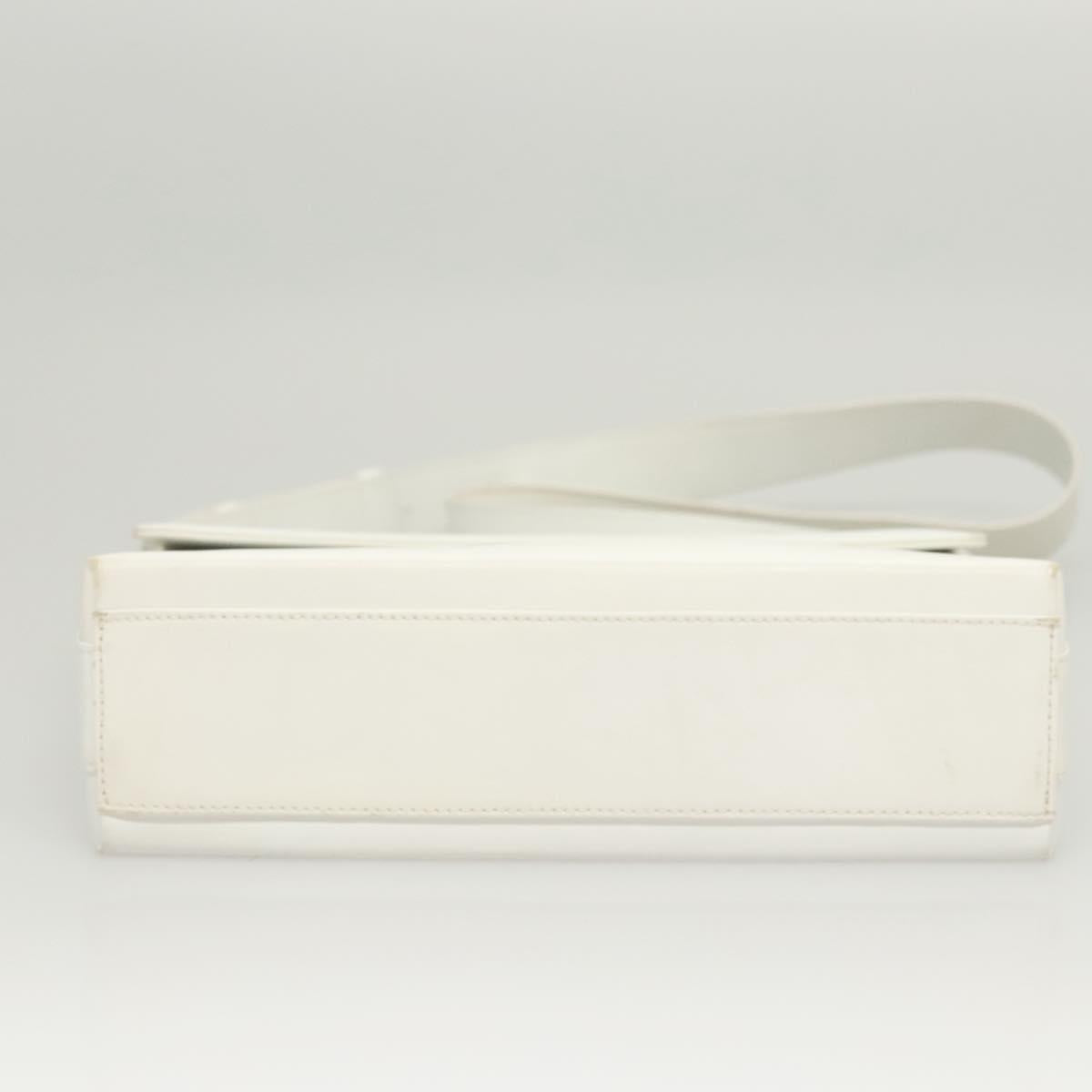 Salvatore Ferragamo Shoulder Bag Leather White Silver Auth 125994