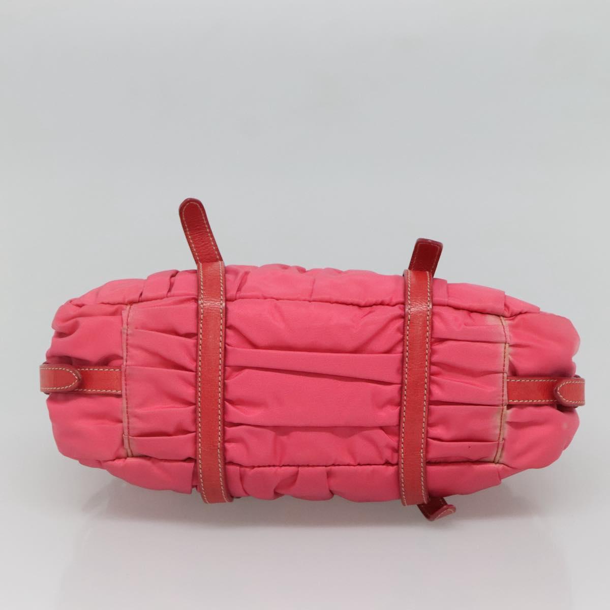 PRADA Hand Bag Nylon 2way Pink Gold Auth 125998