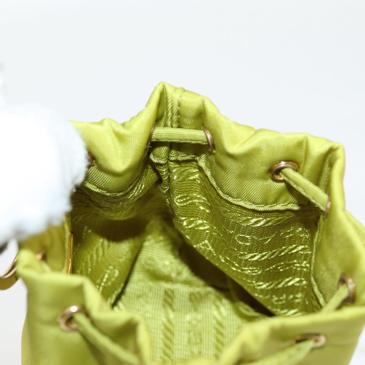 PRADA Pouch Nylon Green Gold Auth 126000M