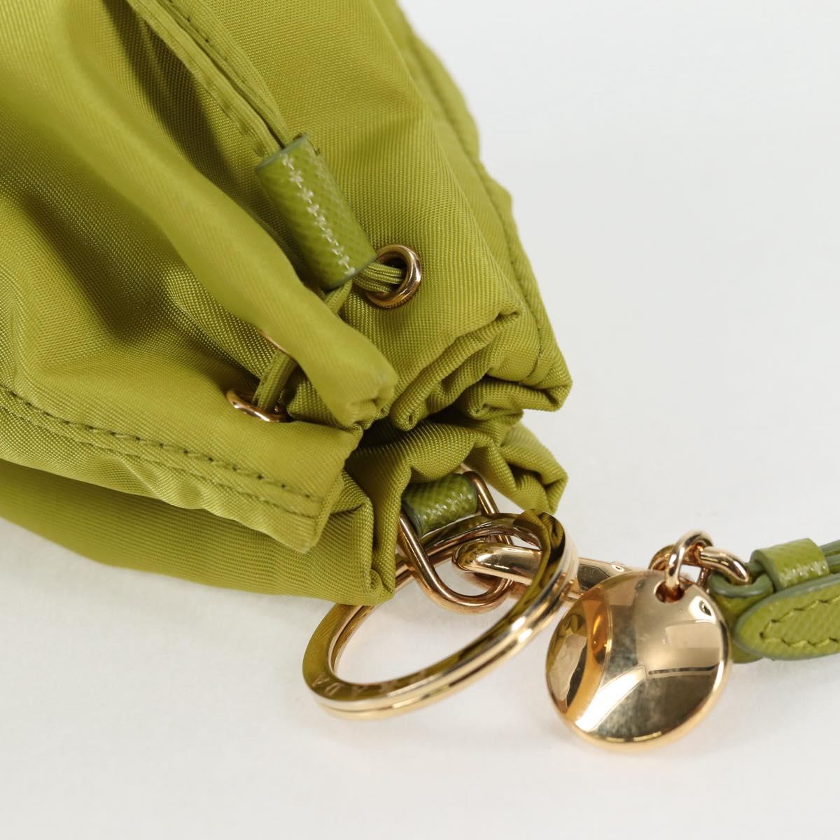 PRADA Pouch Nylon Green Gold Auth 126000M