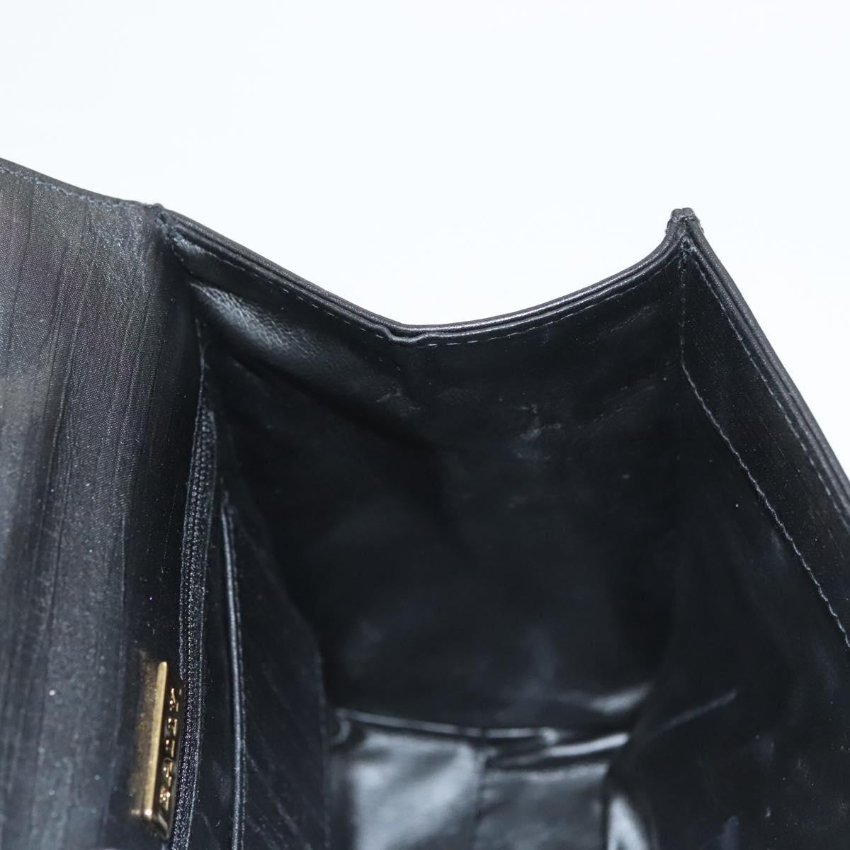 BALLY Hand Bag Leather Black Gold Auth 126005