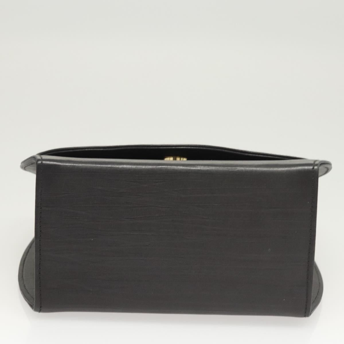 BALLY Hand Bag Leather Black Gold Auth 126005
