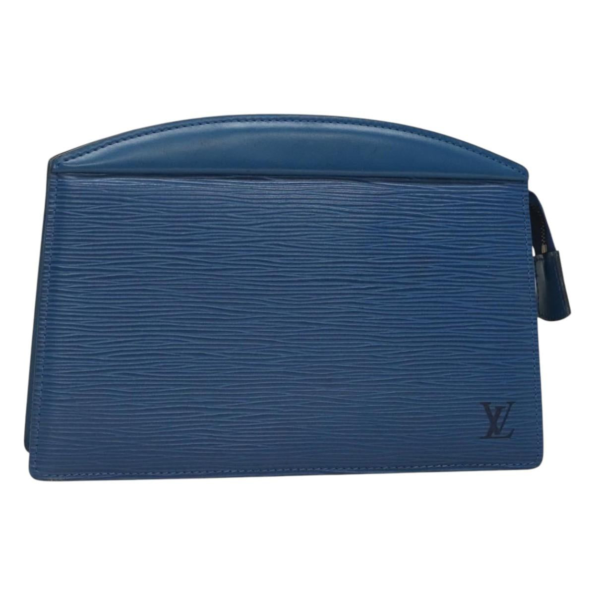LOUIS VUITTON Epi Trousse Crete Pouch Blue M48405 LV Auth 126015