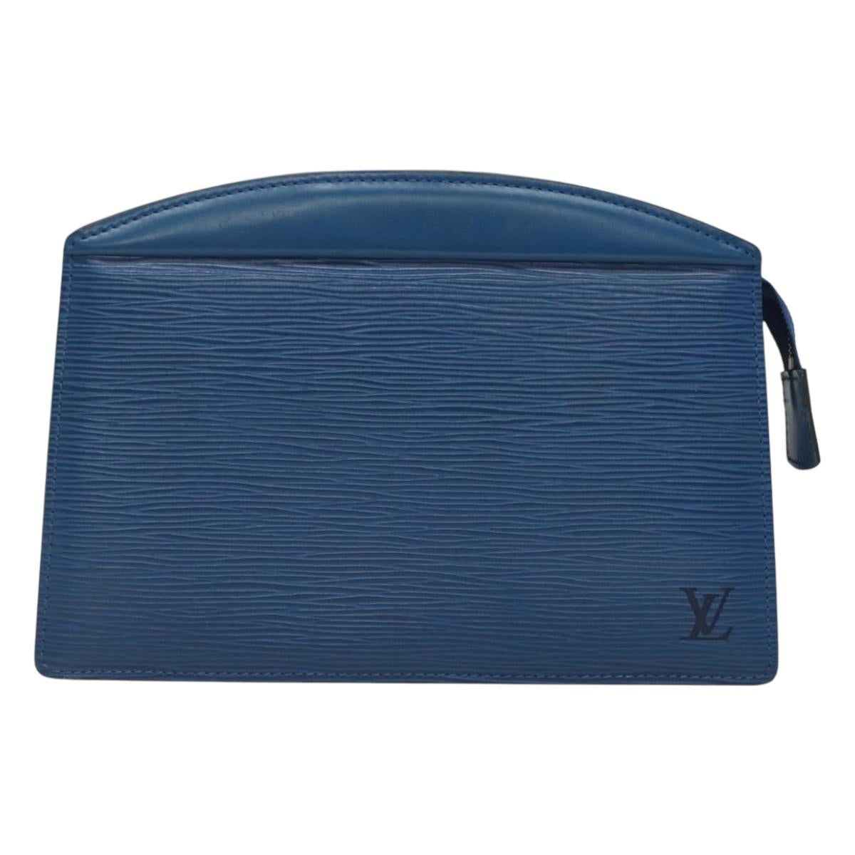 LOUIS VUITTON Epi Trousse Crete Pouch Blue M48405 LV Auth 126015