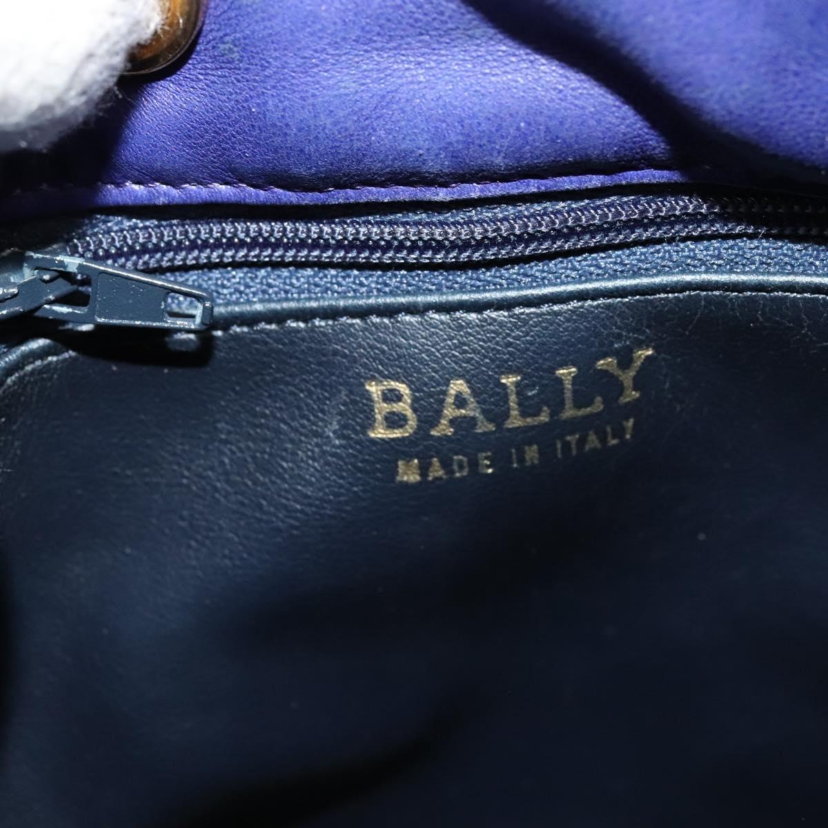 BALLY Shoulder Bag Leather Purple Gold Auth 126020