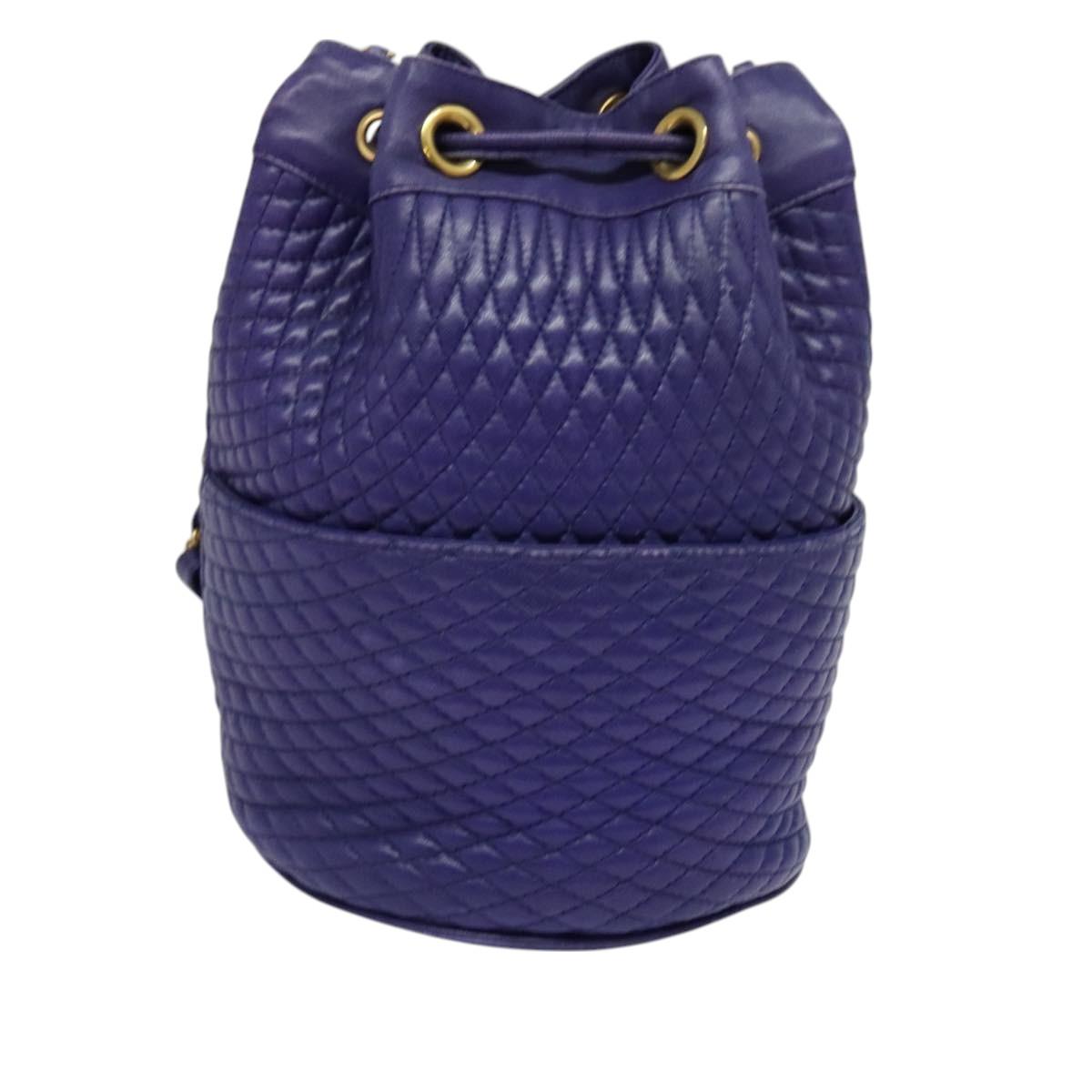 BALLY Shoulder Bag Leather Purple Gold Auth 126020A