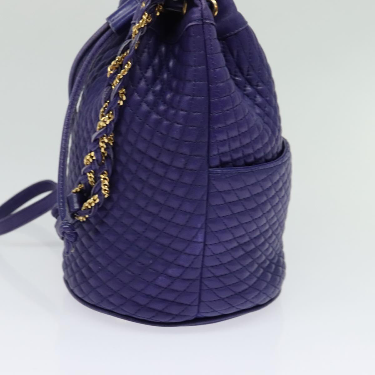 BALLY Shoulder Bag Leather Purple Gold Auth 126020A